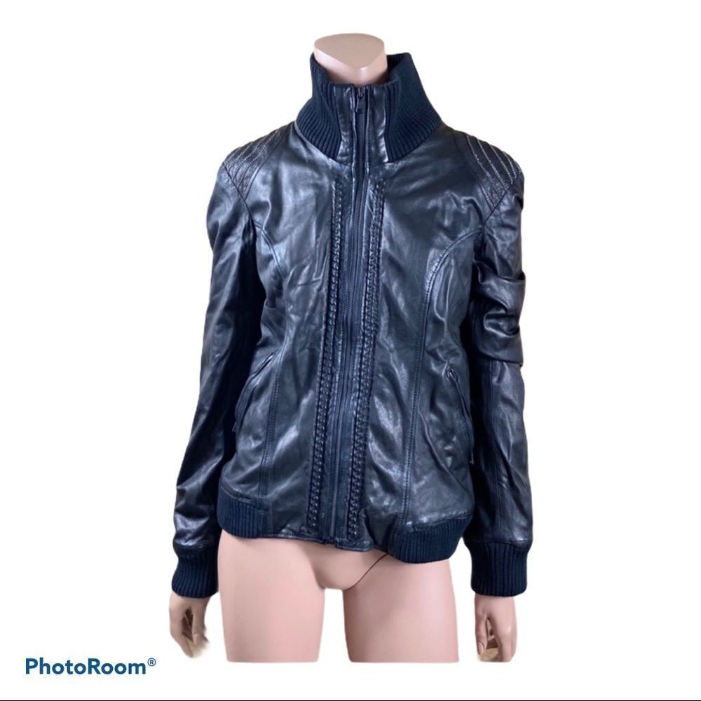 Diesel black moto lamb leather jacket M